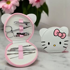 Hello Kitty Nail Care Kit White Cartoon Cat PU Leather 8 Piece Manicure Set